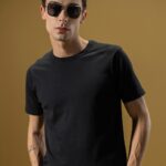 Solid plain black T-shirt 100% cotton